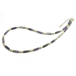 Purple Fluorite and Pearl Beaded Necklace Purple Fluorite and Pearl Beaded Necklace